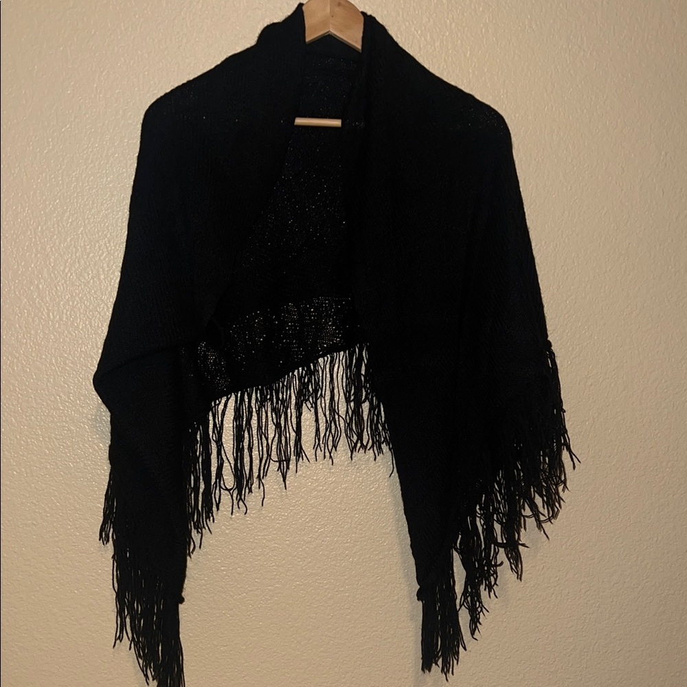 Elegant Black Fringe Shawl